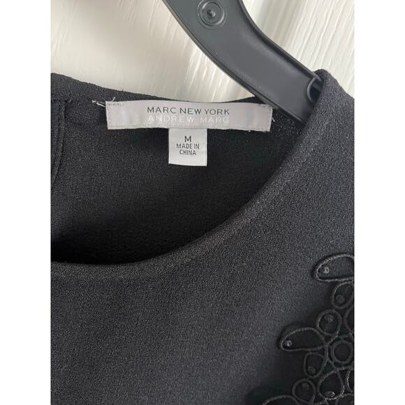 Marc New York Andrew Marc Black Top Lace Short Sleeve Size Medium - Picture 3 of 11